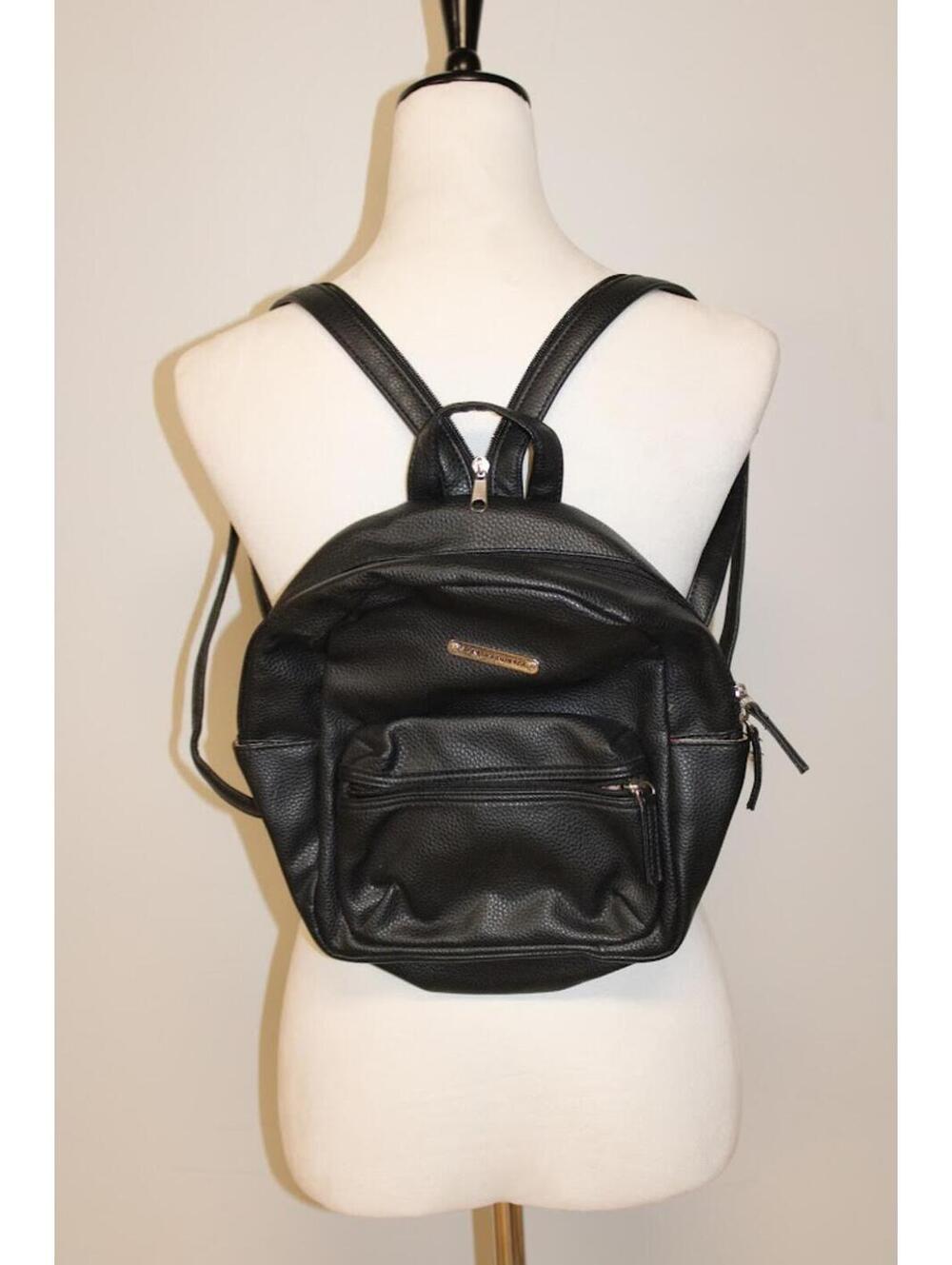 Stone Mountain USA Black Faux Leather Backpack Purse 11" wide x 11" tall